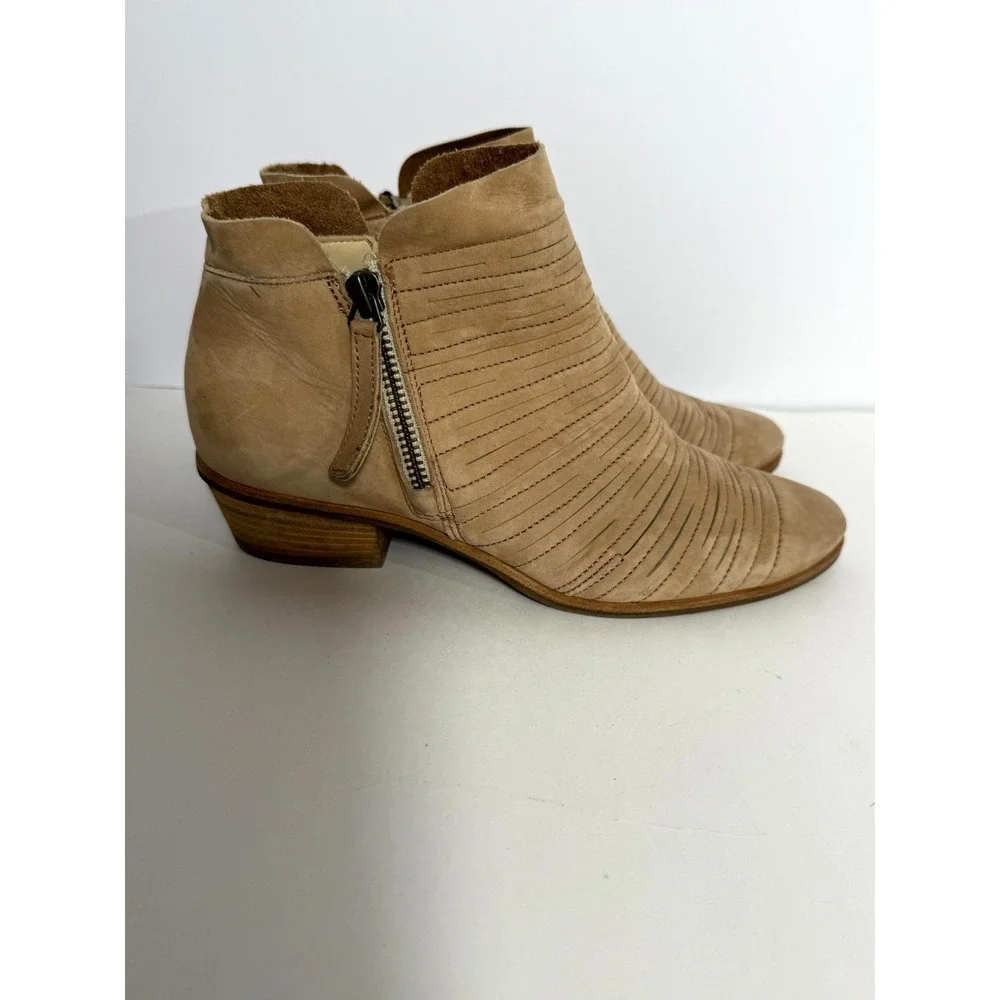Paul Green Shasta Sliced Women Bootie 3 Brown Leather Side Zip Heeled Ankle Boot